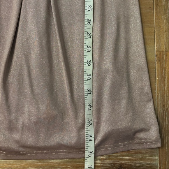 Tahari Nude Shimmer Fitted Boatneck 3/4 Sleeve Twist Waist Cocktail Dress, 2P - Picture 6 of 10